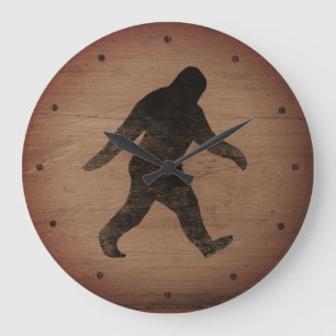 Reloj Redondo Grande Estilo rústico de la silueta de Bigfoot