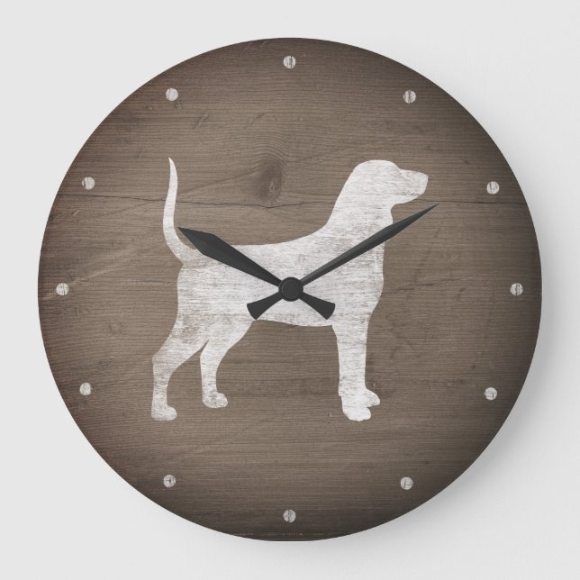 Reloj Redondo Grande Estilo Rústico de la silueta de bobalicón azul (Anverso)