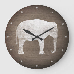 Reloj Redondo Grande Estilo rústico de la silueta de elefantes asiático