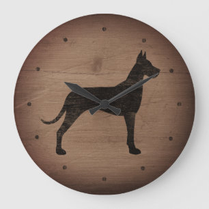 Reloj Redondo Grande Estilo rústico de la silueta de great dane