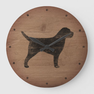 Reloj Redondo Grande Estilo rústico de la silueta de Terrier de
