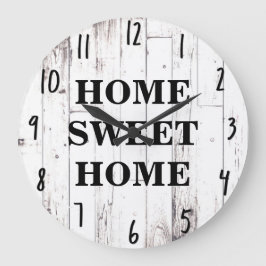 Reloj Redondo Grande Estilo Shabby Chic Blanco Madera Rústica Cocina de