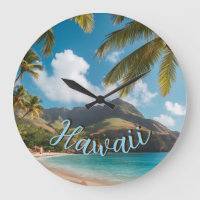 Estilo Vintage Hawaiano Palmas Mar Azul Cielo Viaj