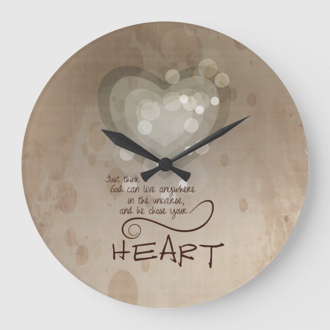 Reloj Redondo Grande Estímulo Religioso del Corazón, Grunge (Anverso)