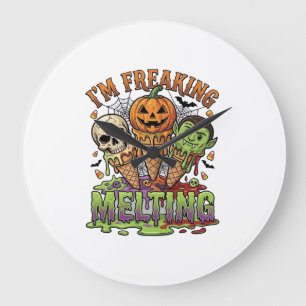 Reloj Redondo Grande Estoy Derritiendo Helado de Halloween Calavera Bom