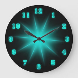 Reloj Redondo Grande Estrella azul neón de 10,75"