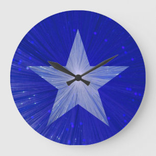 Reloj Redondo Grande Estrella azul oscura redonda