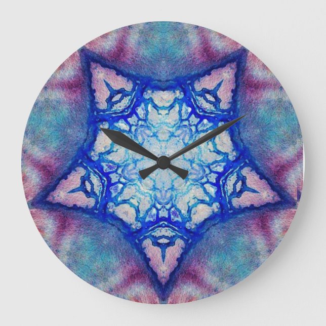 RELOJ REDONDO GRANDE ESTRELLA AZUL ROSA ABSTRACTA (Anverso)