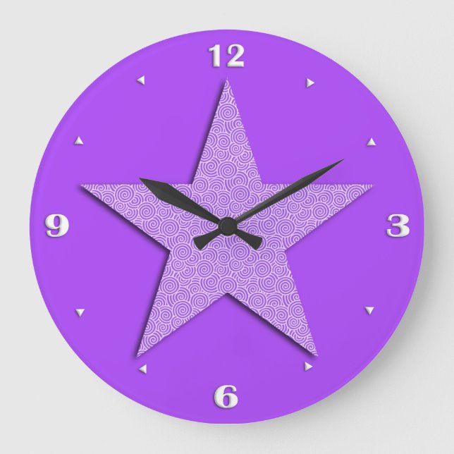 Reloj Redondo Grande Estrella con estampado en espiral china - lavanda (Anverso)