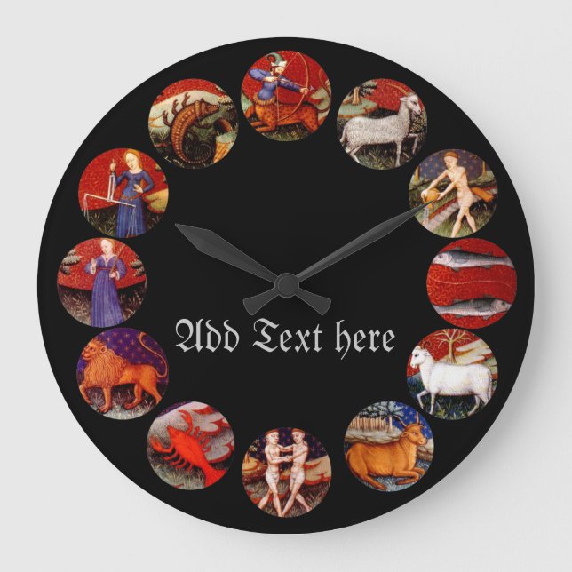 Reloj Redondo Grande Estrella de Astrología Zodiaca Firma Personalizada (Anverso)