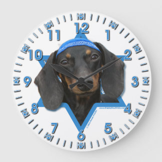 Reloj Redondo Grande Estrella de Jánuca de David - Dachshund - Winston