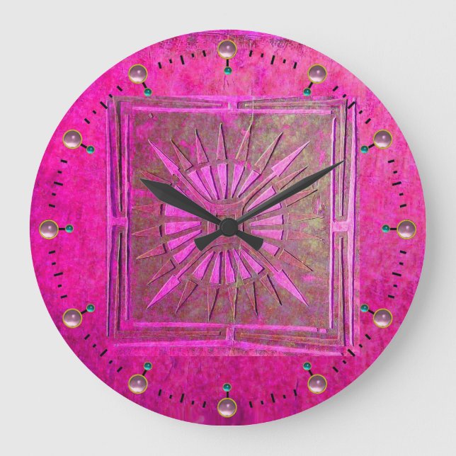 Reloj Redondo Grande ESTRELLA DE LA MAÑANA , Púrpura de Fuchsia Rosa (Anverso)