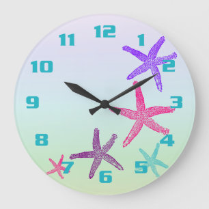 Reloj Redondo Grande Estrella de mar de vida acuática en patrón de colo