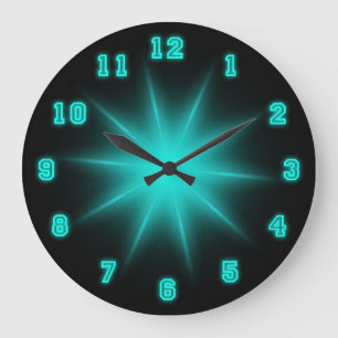 Reloj Redondo Grande Estrella de neón azul 10,75"