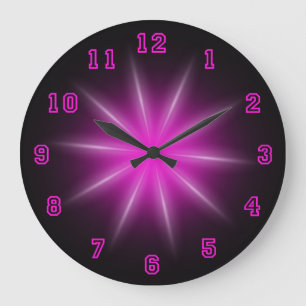 Reloj Redondo Grande Estrella de neón rosada 10,75"
