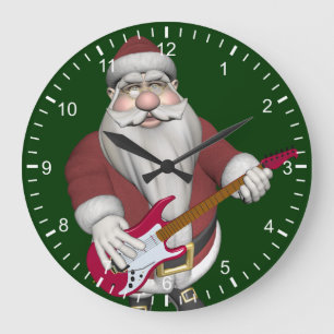 Reloj Redondo Grande Estrella del rock Santa con la guitarra eléctrica