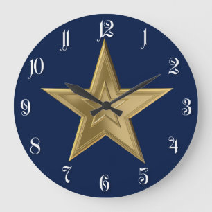 Reloj Redondo Grande Estrella dorada