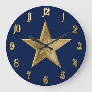Reloj Redondo Grande Estrella dorada