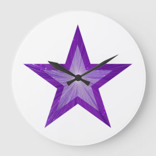 Reloj Redondo Grande Estrella púrpura todo blanco