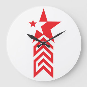 Reloj Redondo Grande Estrella Roja con Flechas de Chevron