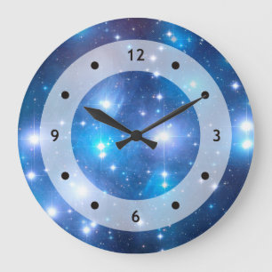 Reloj Redondo Grande Estrellas azules del universo + sus ideas