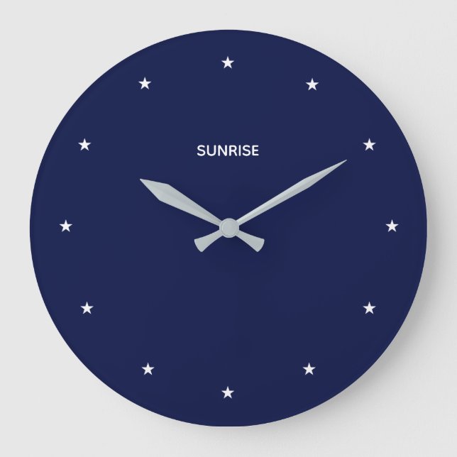 Reloj Redondo Grande Estrellas blancas en azul marino (Anverso)
