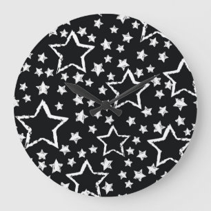 Reloj Redondo Grande Estrellas blancas y negras: grifo urbano.