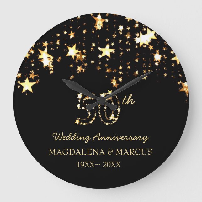 Reloj Redondo Grande Estrellas brillantes y números (Anverso)