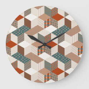 Reloj Redondo Grande Estrellas de arte marrón vintage