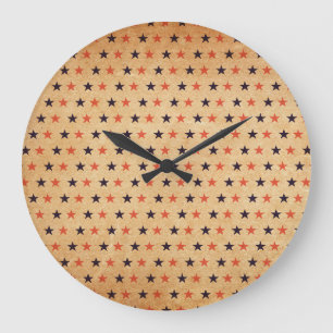 Reloj Redondo Grande Estrellas de época: vieja textura de papel