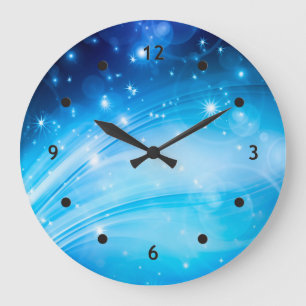 Reloj Redondo Grande Estrellas de luz del norte azul + tu texto e ideas