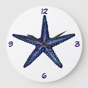 Reloj Redondo Grande Estrellas de mar azules