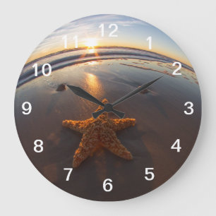 Reloj Redondo Grande Estrellas de mar en la playa