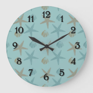 Reloj Redondo Grande Estrellas de mar y cáscaras