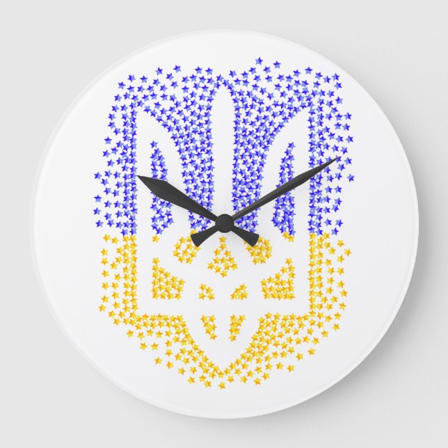 Reloj Redondo Grande Estrellas de tridente de heraldry de Ucrania (Anverso)