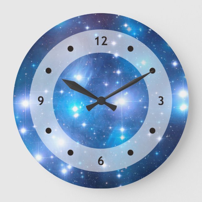 Reloj Redondo Grande Estrellas del Universo Azul + tus ideas (Anverso)