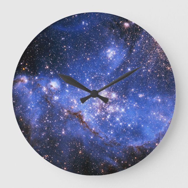 Reloj Redondo Grande Estrellas Embriónicas azules caídas (Anverso)