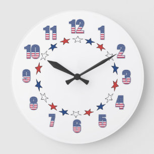 Reloj Redondo Grande Estrellas patrióticas Stripes Clásico Patriótico