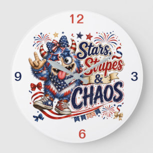 Reloj Redondo Grande Estrellas rayas y Caos (recuerdo)