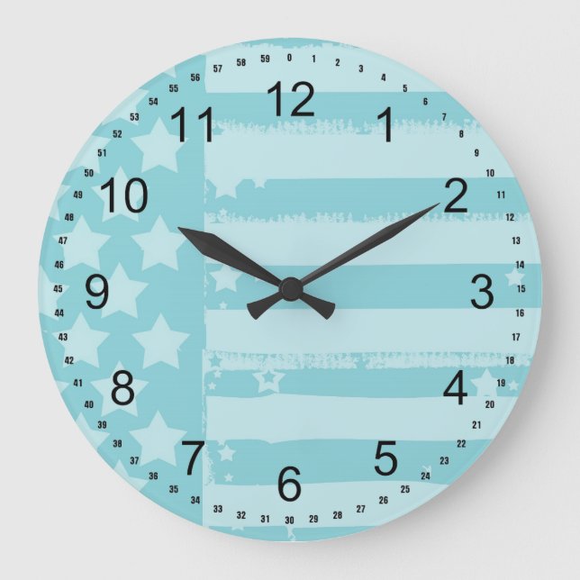 Reloj Redondo Grande Estrellas y rayas (Anverso)