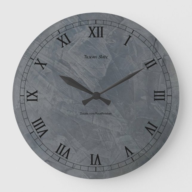 Reloj Redondo Grande Estuco de Pizarra Toscana Versión más Nítida (Anverso)