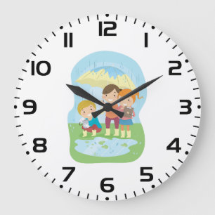 Reloj Redondo Grande Estudio de la naturaleza científica para niños baj