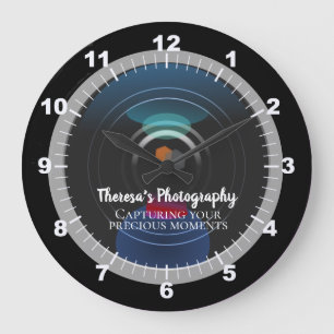 Reloj Redondo Grande Estudio fotográfico de lentes de cámara personaliz