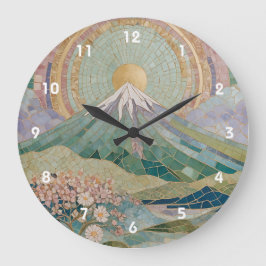 Reloj Redondo Grande Ethereal Bloom: Pastel Mosaic Volcano in Spring