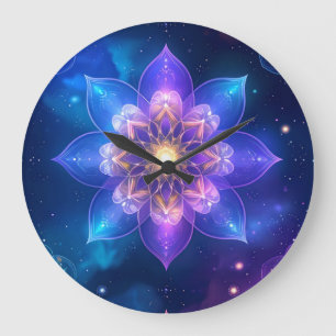Reloj Redondo Grande Ethereal Lotus Cosmic Glow Wall Clock