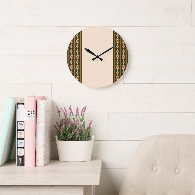 Reloj Redondo Grande Ethiopian Tebeb Pattern (Sala de lectura)