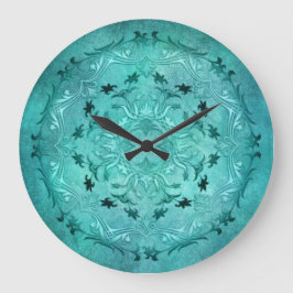 Reloj Redondo Grande Ethnic floral turquoise grunge mandala