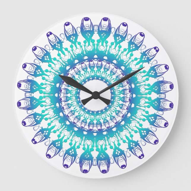 Reloj Redondo Grande ethnic Mandala. (Anverso)