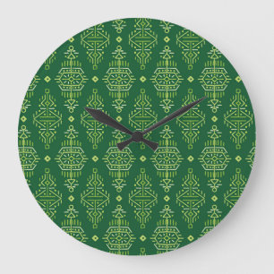 Reloj Redondo Grande Étnico Boho: Tribal Creativo Sin Costuras.