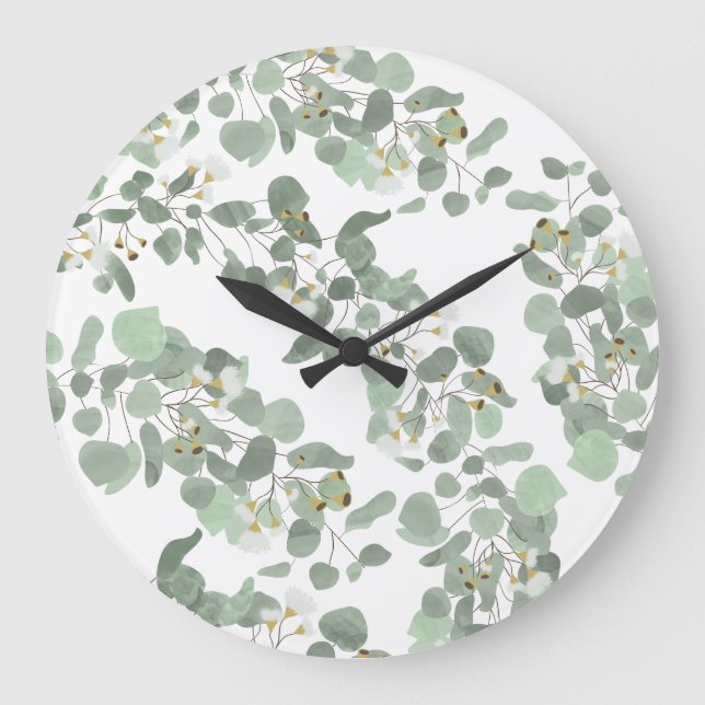 Reloj Redondo Grande Eucalyptus Greenerenery Flores de Goma de Dólar Pl (Anverso)